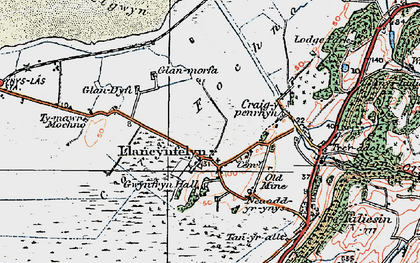 Old map of Llancynfelyn in 1922