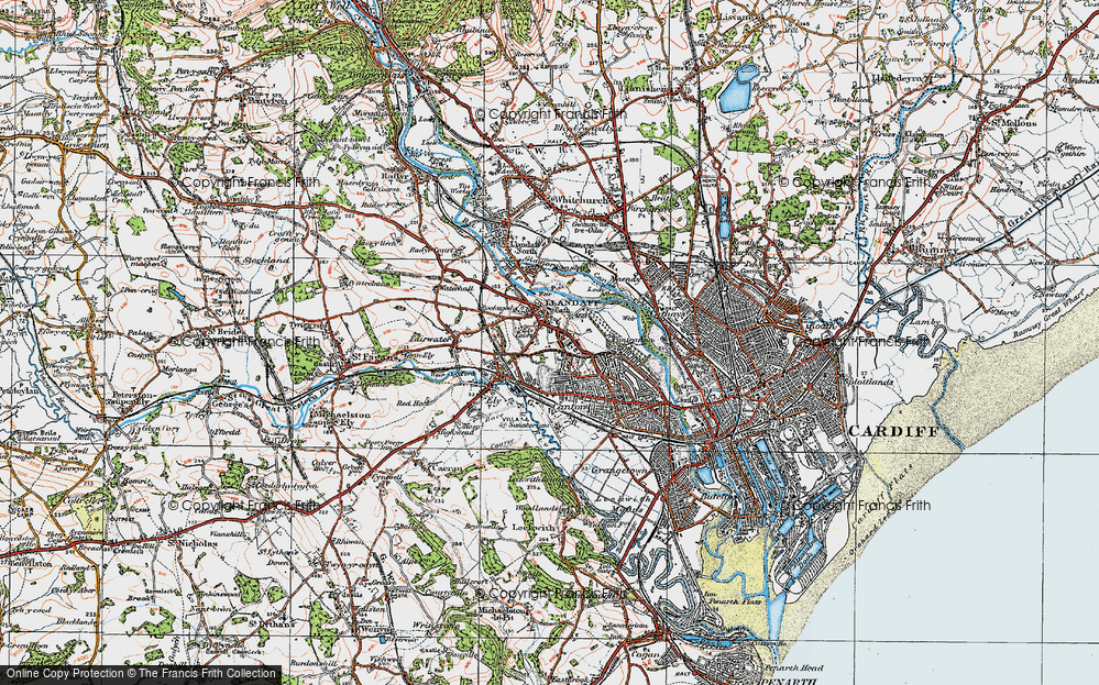 Old Map of Llandaff, 1919 in 1919