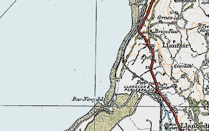 Old map of Llandanwg in 1922