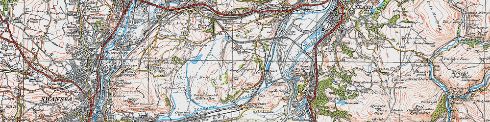 Old map of Llandarcy in 1923