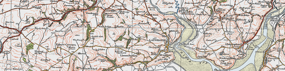 Old map of Llandawke in 1922