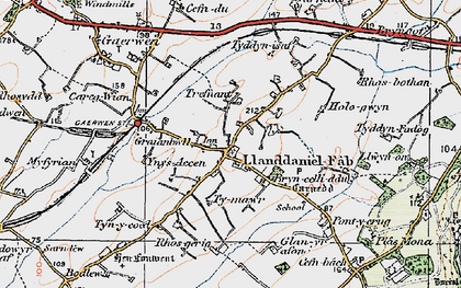 Old map of Llanddaniel Fab in 1922