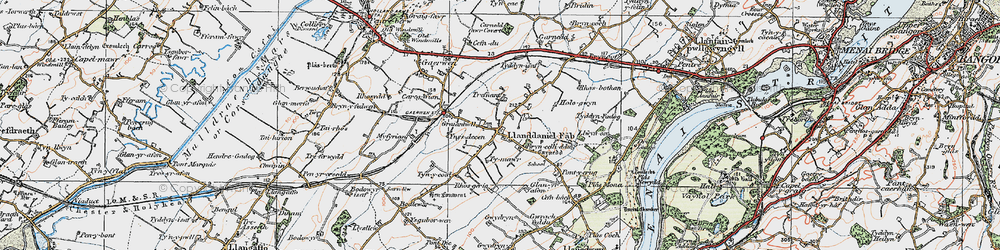Old map of Llanddaniel Fab in 1922