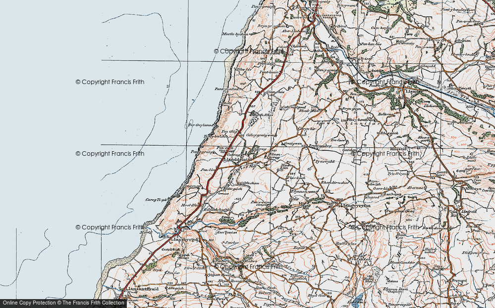 Old Map of Historic Map covering Aelybryn in 1922