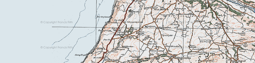 Old map of Llanddeiniol in 1922