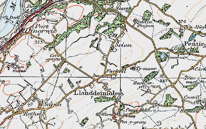 Old map of Llanddeiniolen in 1922