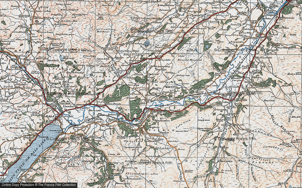 Old Map of Historic Map covering Bryn-selwrn in 1922