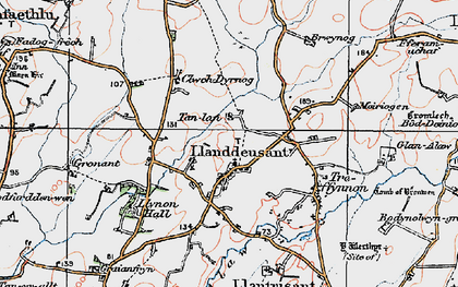 Old map of Brwynog in 1922
