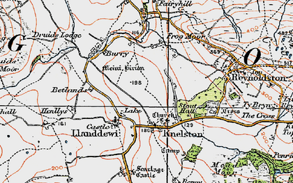 Old map of Llanddewi in 1923