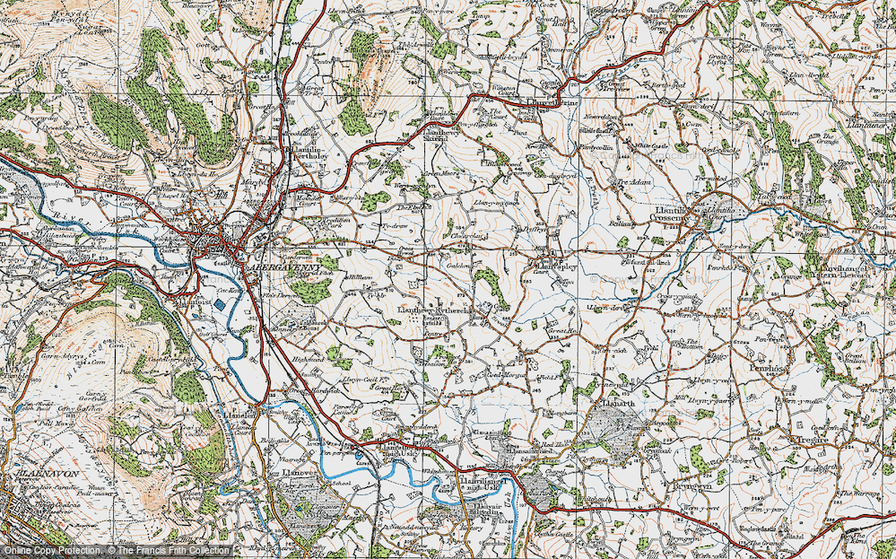 Old Map of Llanddewi Rhydderch, 1919 in 1919