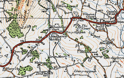 Old map of Llanddewi Skirrid in 1919