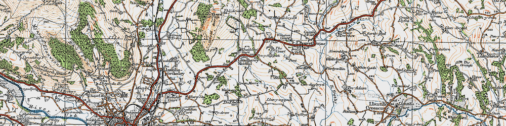 Old map of Llanddewi Skirrid in 1919