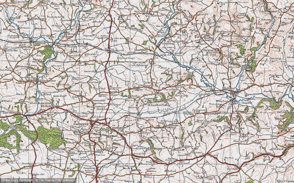 Old Map of Llanddewi Velfrey, 1922 in 1922