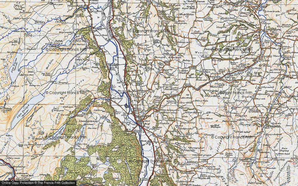 Old Map of Llanddoged, 1922 in 1922