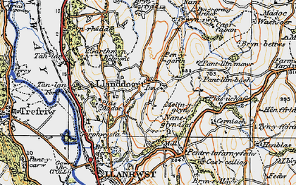 Old map of Llanddoged in 1922