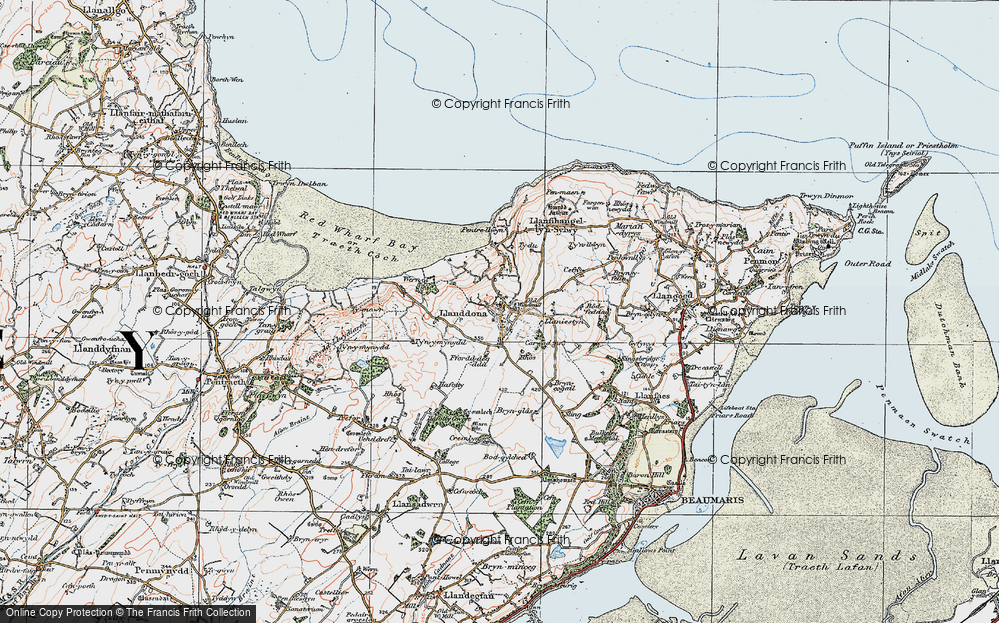 Old Map of Llanddona, 1922 in 1922