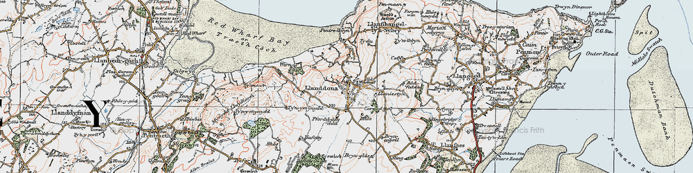 Old map of Llanddona in 1922