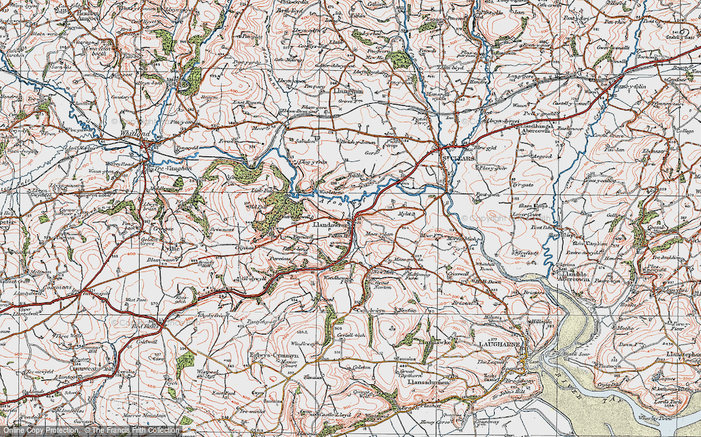 Old Map of Llanddowror, 1922 in 1922