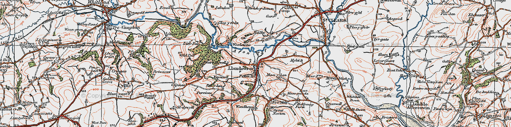 Old map of Llanddowror in 1922