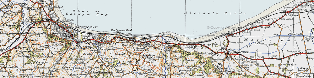 Old map of Llanddulas in 1922