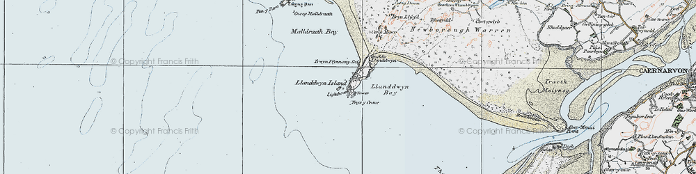 Old map of Llanddwyn Island in 1922