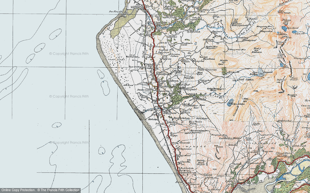 Old Map of Llanddwywe, 1922 in 1922