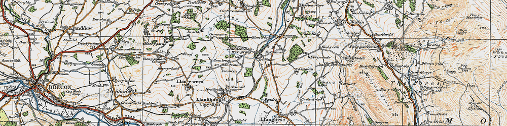 Old map of Llandefaelog-tre'r-graig in 1919