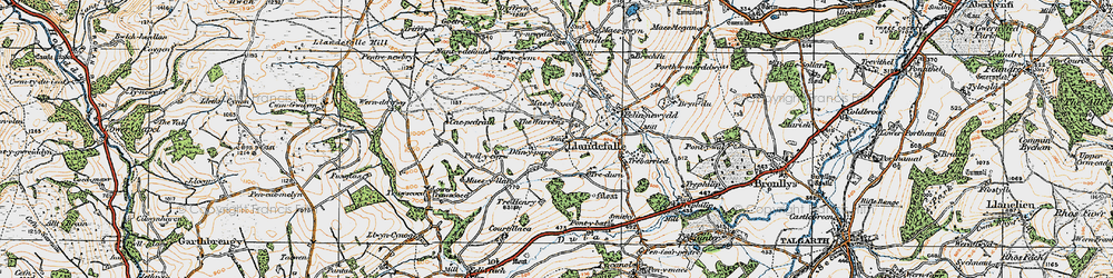 Old map of Llandefalle in 1919