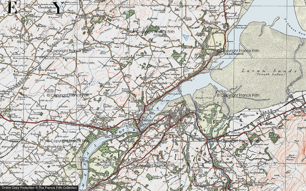 Old Map of Historic Map covering Ynys Gaint in 1922