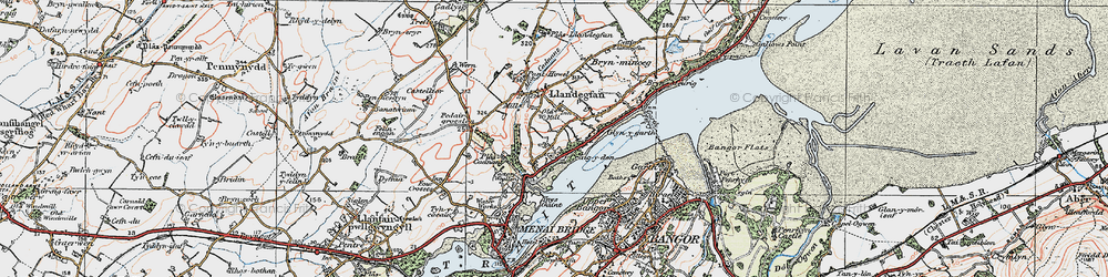 Old map of Llandegfan in 1922