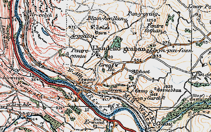 Old map of Blaen Henllan in 1919