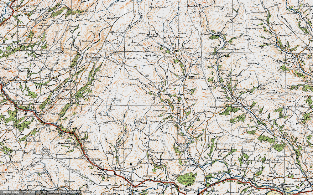 Old Map of Historic Map covering Bryn-y-Garn in 1923