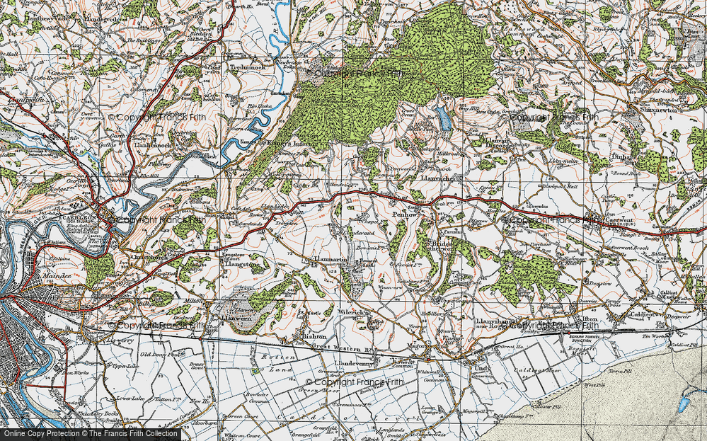Old Map of Llandevaud, 1919 in 1919