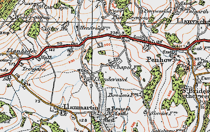 Old map of Llandevaud in 1919