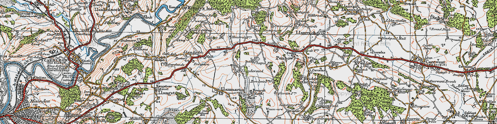 Old map of Llandevaud in 1919