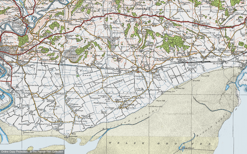 Old Map of Historic Map covering Barecroft Common in 1919