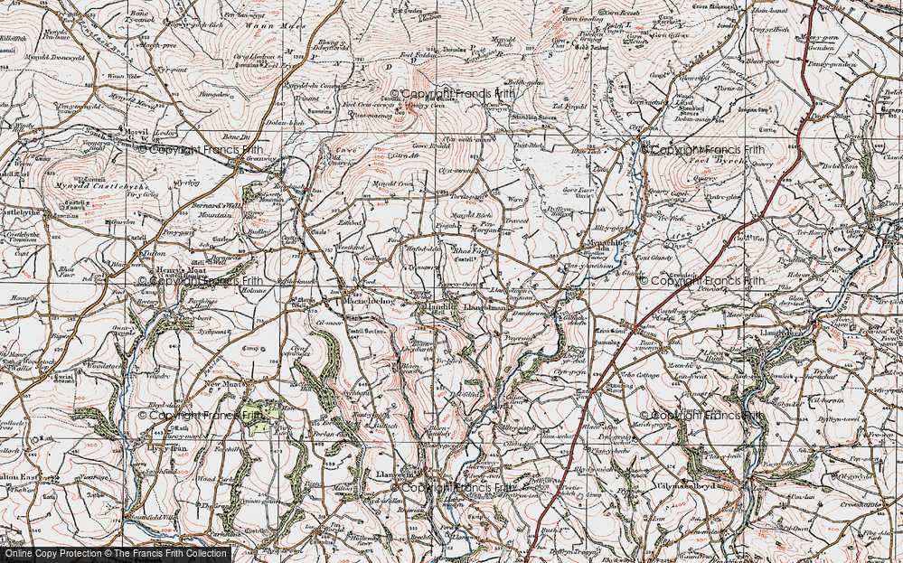 Old Map of Historic Map covering Blaenllwydarth in 1922