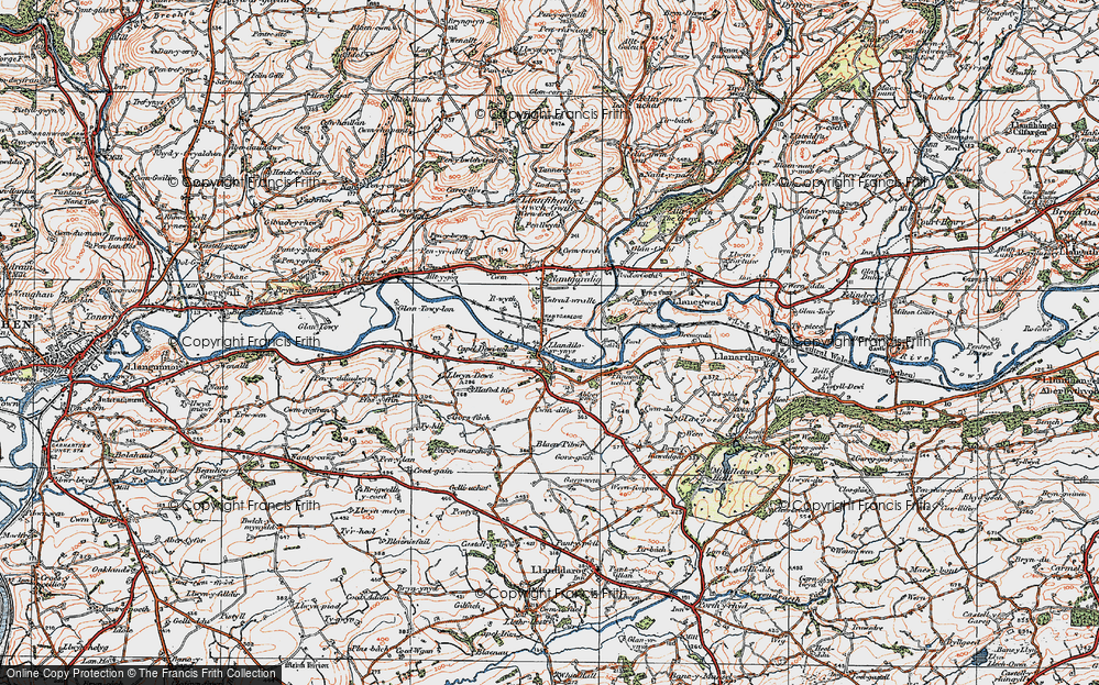 Old Map of Historic Map covering Blaenpibwr in 1923