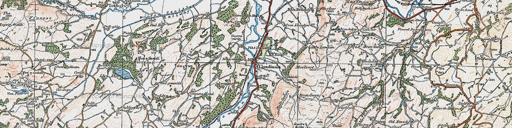 Old map of Llandinam in 1921