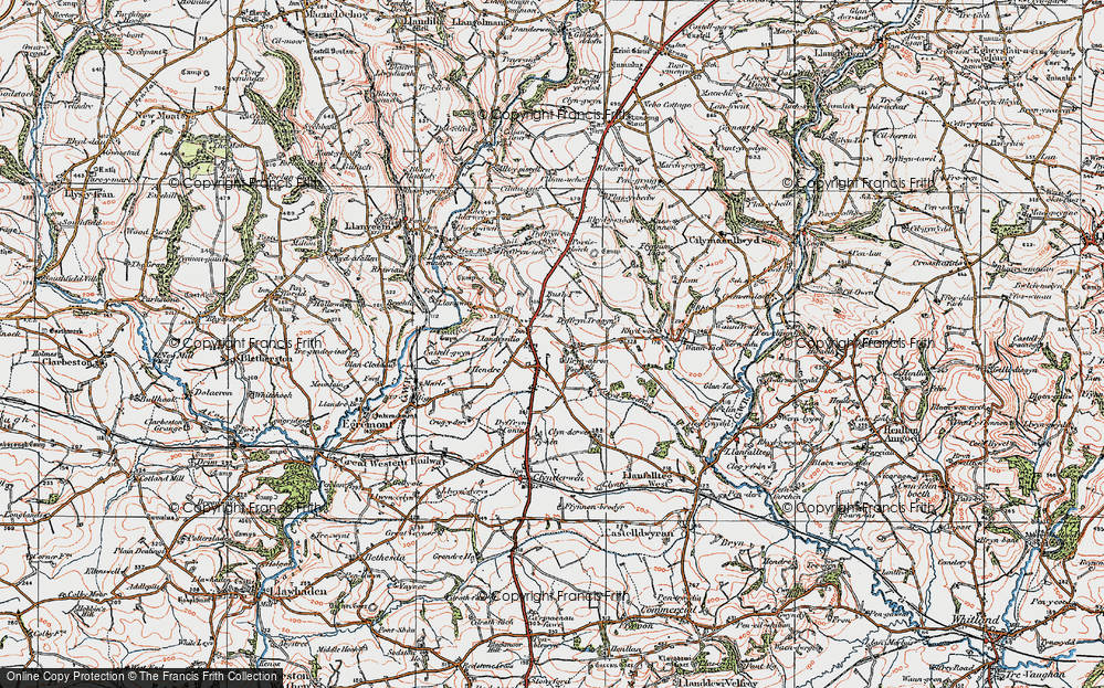 Old Map of Historic Map covering Afon Rhydybennau in 1922