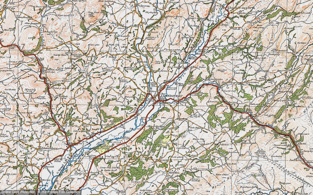 Old Map of Historic Map covering Tonn in 1923