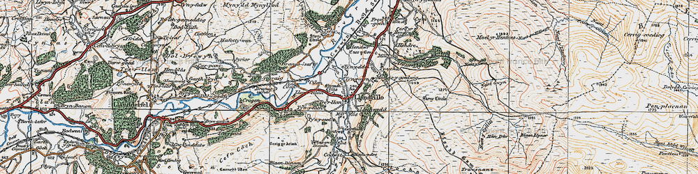 Old map of Afon Llynor in 1922