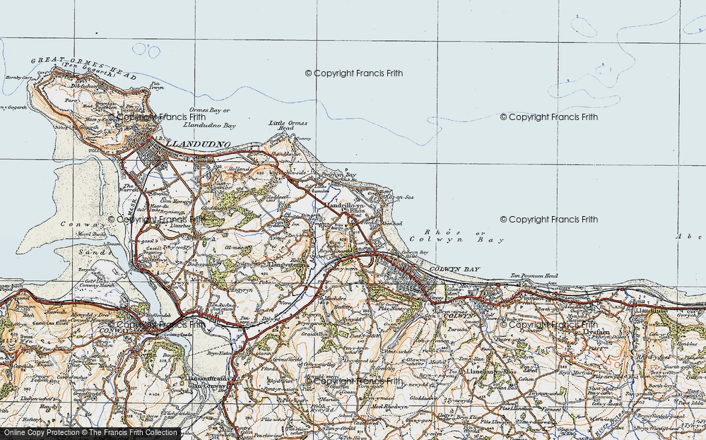 Old Map of Historic Map covering Bryn Euryn in 1922
