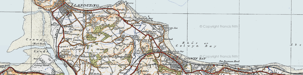 Old map of Llandrillo-yn-Rhôs in 1922