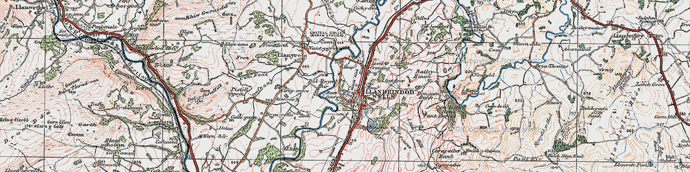 Old map of Llandrindod Wells in 1923