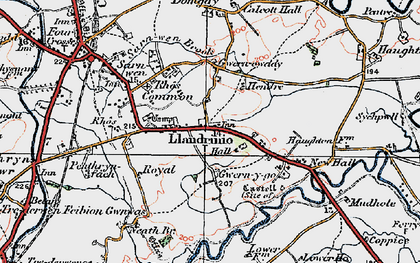 Old map of Llandrinio in 1921
