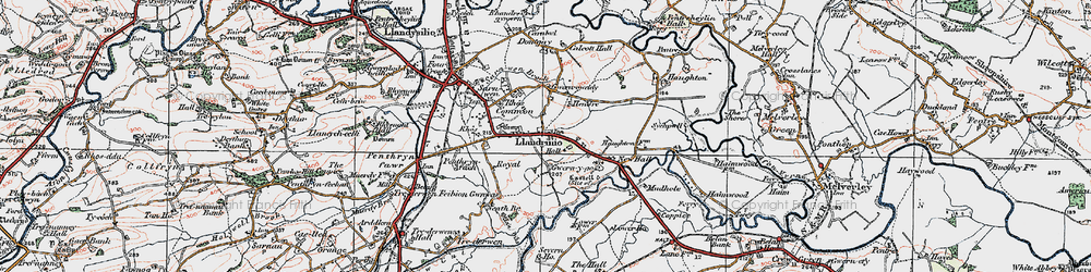 Old map of Llandrinio in 1921