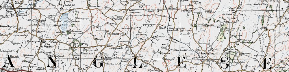 Old map of Llandrygan in 1922