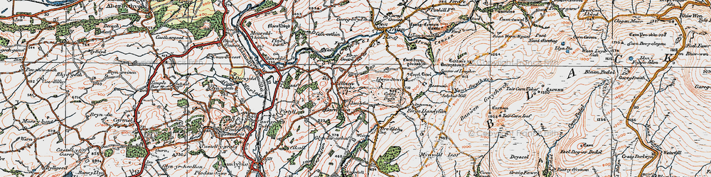 Old map of Llandyfan in 1923