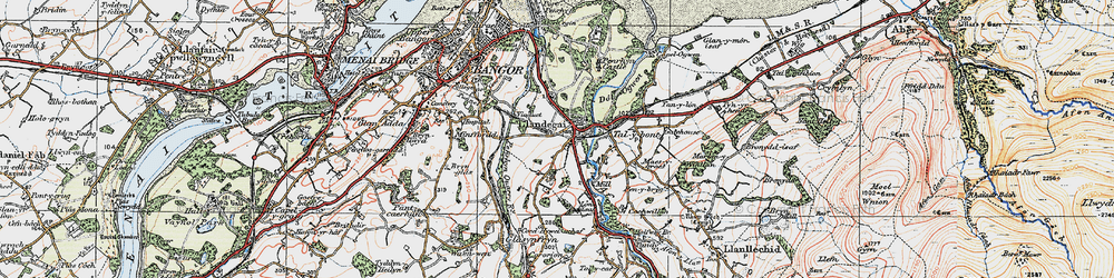 Old map of Llandygai in 1922
